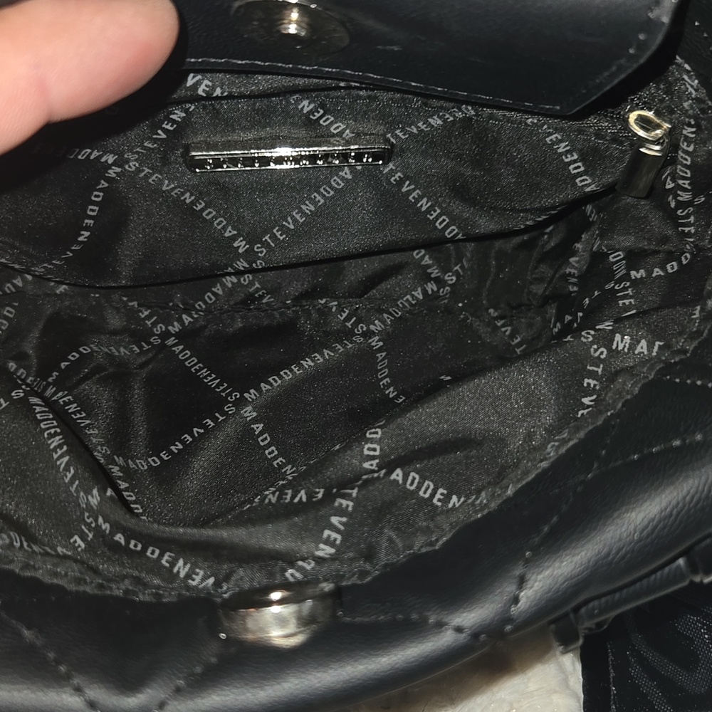 Steve Madden Black Quilted Mini Tote with Gold Logo - Picture 3 of 4